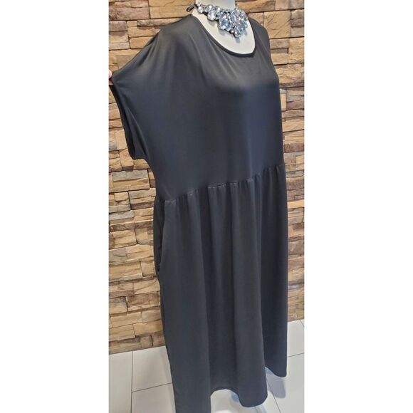 UNBRANDED DRESS BLACK SHORT SLEEVE POLYESTER POCKETS SIZE 5X(4X) - Picture 3 of 7